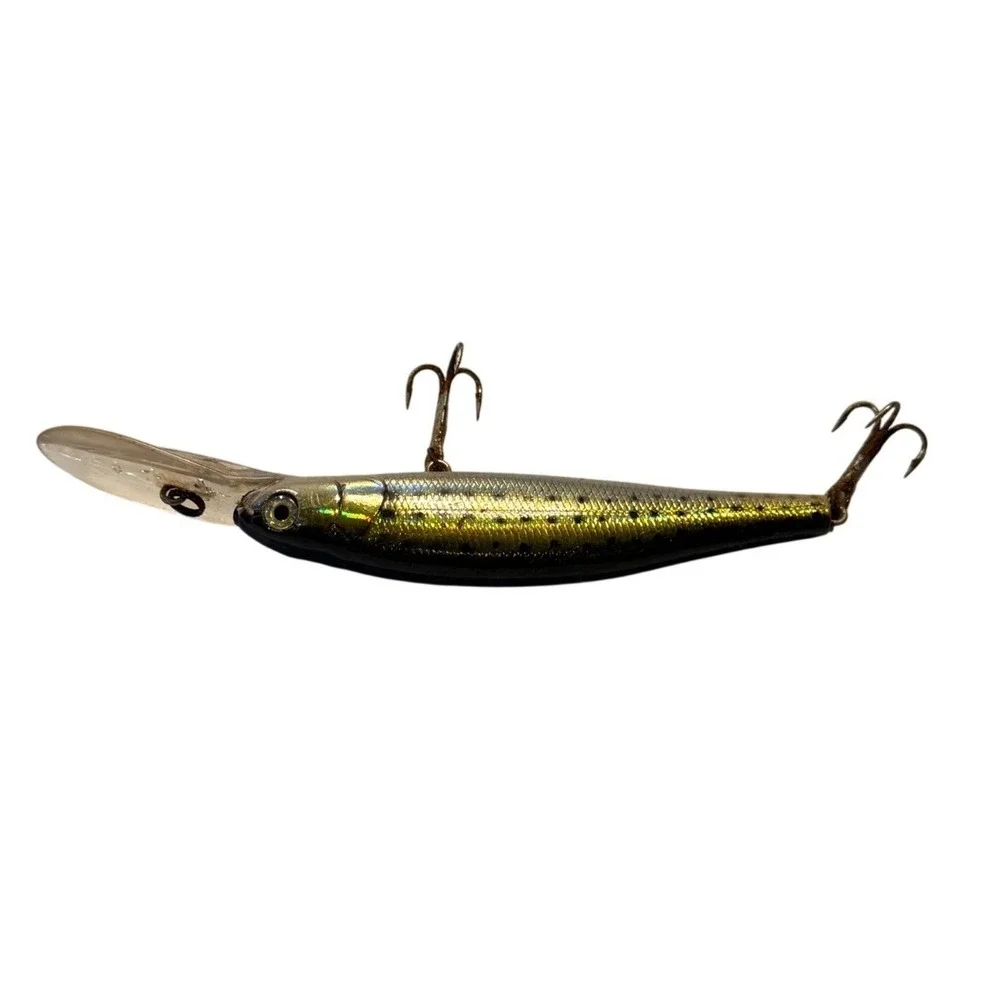 Holographic Gold Silver Deep Diver Minnow Crankbait Fishing Lure 3.5 Inch